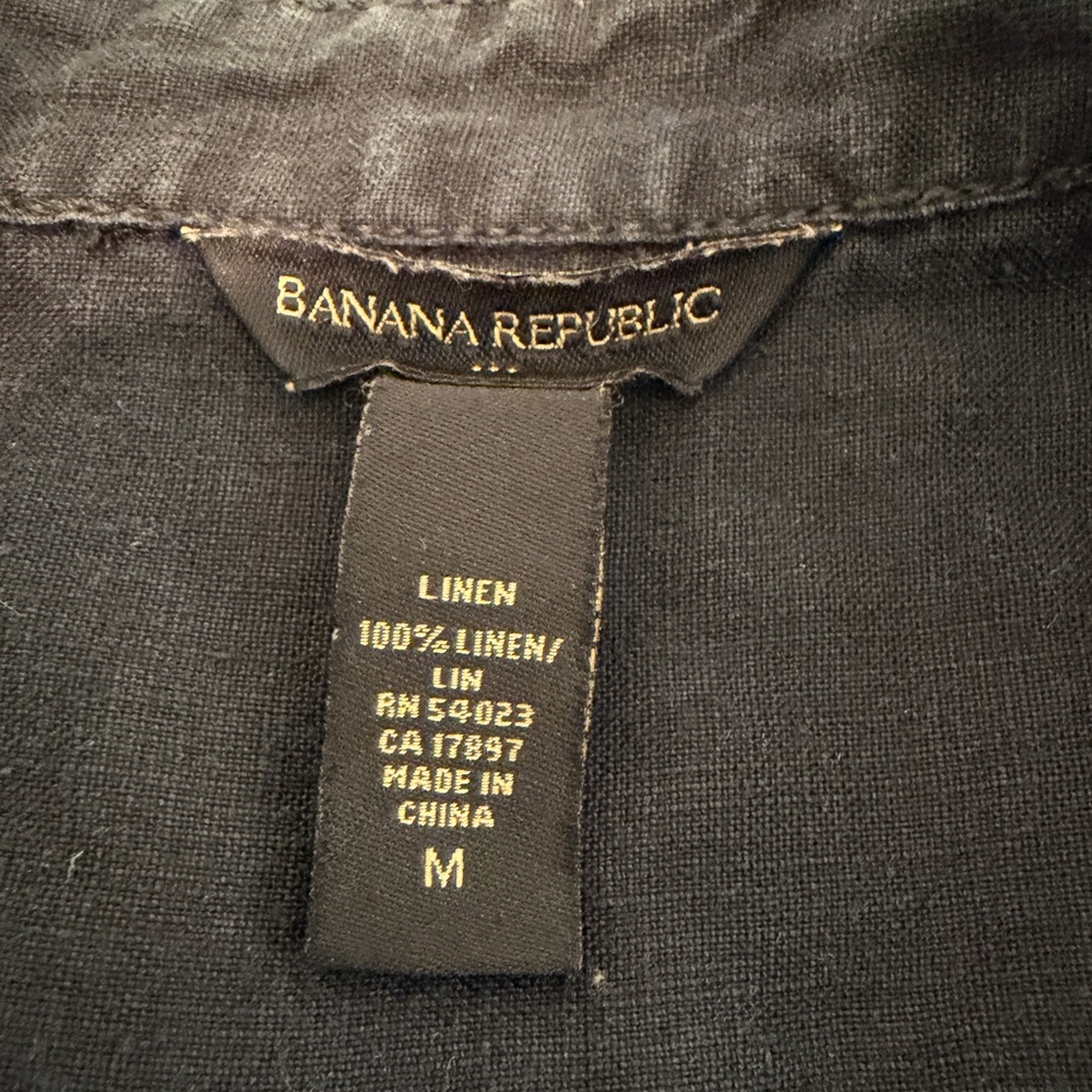 Banana Republic Classic Navy Linen Shirt Dress with Waist Tie - Picture 6 of 9